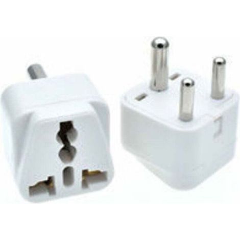 Adaptateur De Prise - Type M - 10 A 250 V - Pour Afrique Du Sud Et Inde - Blanc - 1 Pièce (1/4)
