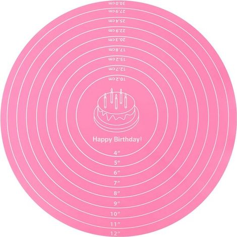 Tappetino da forno rotondo in silicone, con rivestimento antiaderente, per torte, 1 pezzo, silicone rosa (1/5)