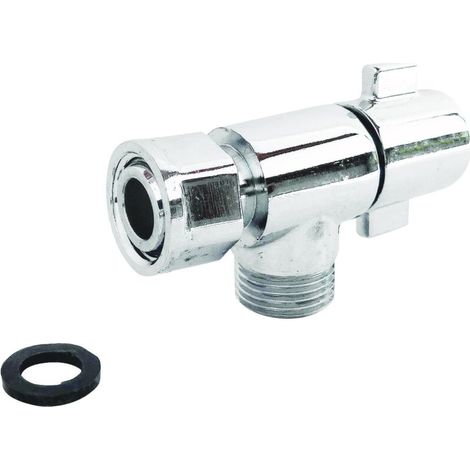 Robinet d'arrêt équerre pour WC - Ecrou tournant 3/8" - Poignée 1/4 de tour (1/5)