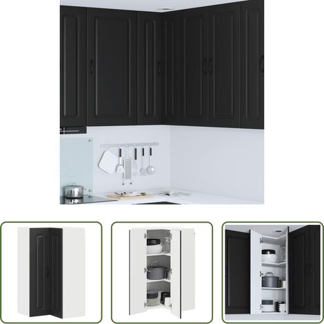 Küchenregal Holz - Küchenschrank Kalmar Schwarz 57 x 57 x 100 cm Holzwerkstoff (1/5)