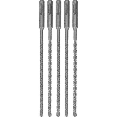 Lot de 5 forets à percussion à pointe carbure, forets hélicoïdaux à 2 goujures pour brique et béton, 210 mm, 6 mm / 0,24 po (1/5)