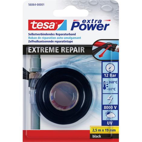 Reparaturband tesa® extra Power Schwarz – 2,5m x 19mm – Druck- und temperaturbeständig bis 12 Bar – Wasserdicht und UV-beständig (1/5)