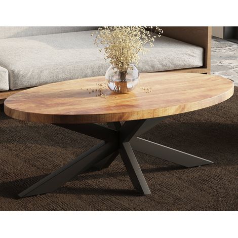 M&S – Table basse fixe en bois massif 130x70x45 – Design élégant et chaleureux – Finition de haute qualité – Idéale pour salons modernes