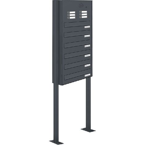 6er Briefkastenanlage Standsystem Durchwurf - Klingel RAL 7016 Anthrazit (1/5)