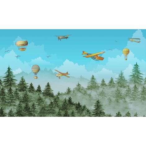 Papier peint panoramique Enfants - Montgolfières - 325 cm x 195 cm (1/2)