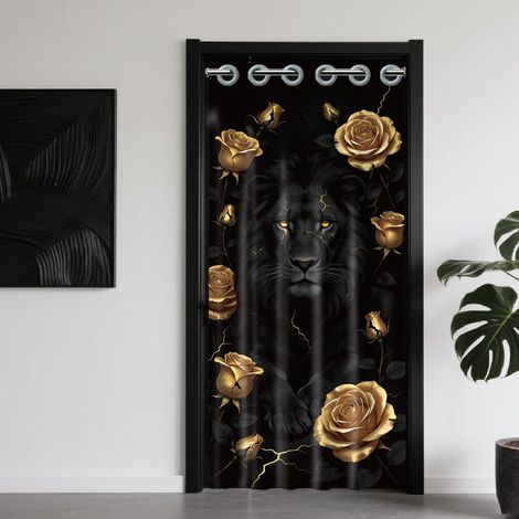 Rideau de porte - Rose dorée - Animaux sauvages - Séparateur de pièce pliable - Pour maison, restaurant, décoration de porte, 198 x 99 cm (1/5)