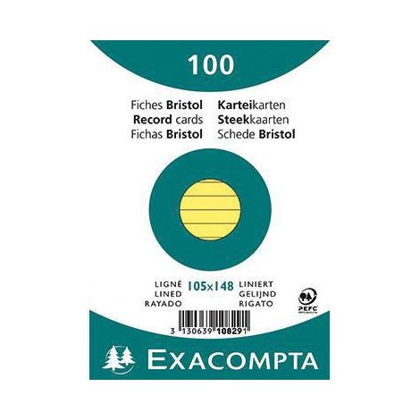 Exacompta Karteikarte 10829SE DIN A6 liniert gelb 100 St./Pack. (1/4)