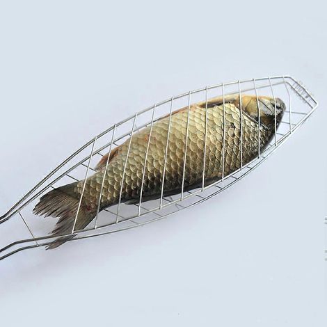 Panier à poisson pour barbecue, outil de gril compatible avec manche en bois pour un seul poisson (1/4)