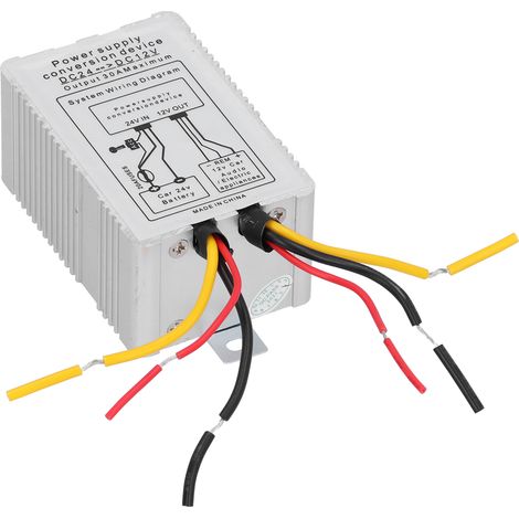 Convertisseur abaisseur de tension 24V à 12V 5A 60W Argent pour voiture bateau panneau solaire éolienne (1/5)
