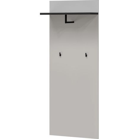 Panneau porte-manteau avec tablette Hugo - Bois MDF cachemire et noir - 60 x 157 x 28 cm - Livraison gratuite (1/5)