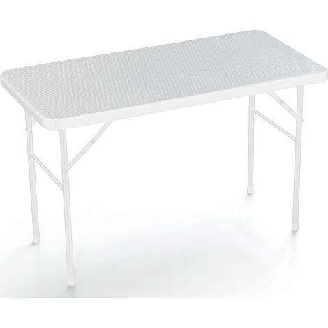 Tavolo Pieghevole da Giardino 122x60x72 cm in Ferro Taddei Plastik Bianco