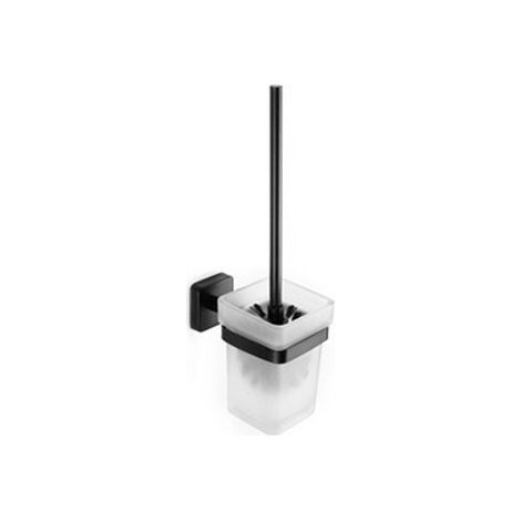 Portascopino bagno a muro in acciaio inox nero opaco e vetro  CLODE-N kamalu