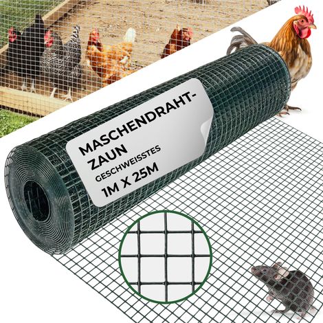 Geflecht GARDEN PVC, 1000/16x16/1,2 mm, grün, RAL 6005, viereckig, Garten, Tierhaltung, Packung 25 m (1/5)