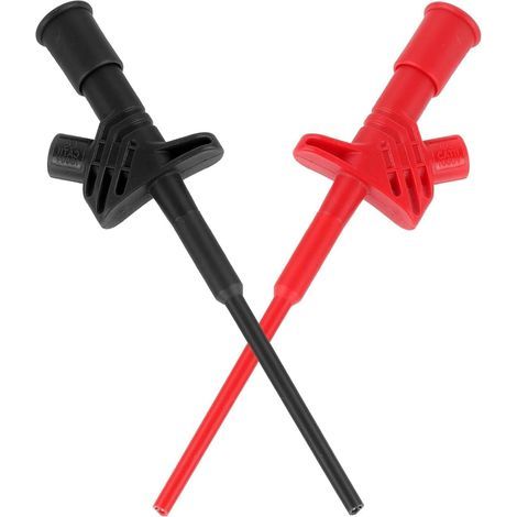 2 sondes de test pour multimètre, sonde de test rapide isolée professionnelle, sonde de test isolée 10 A, pince crocodile avec fiche banane 4 mm, noir + rouge (1/5)