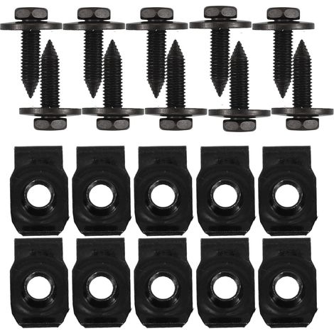 Kit de 20 fixations automobiles — Boulons en acier M8 et écrous en U M8 spécifiques à la carrosserie — Clips et fixations robustes pour la réparation de capot (1/4)