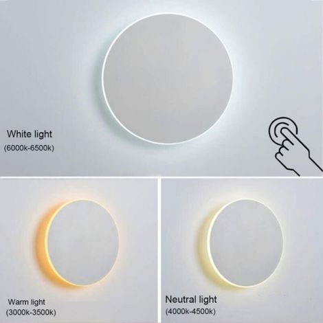 Applique murale LED ronde - - Modèle - Interrupteur tactile - 18 cm - Lumière tricolore (1/4)