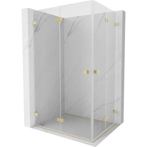 Mexen Lunar-F Duo klappbare Duschkabine 85 x 80 cm, transparent, gold gebürstet - 836-085L-080P-55-00 (1/5)