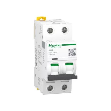 Schneider A9F90273 Instantaneous trip circuit breaker 2.5 A - 2P - iC60L - MA curve