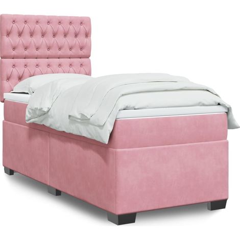 Boxspringbett mit Matratze Rosa 90x190 cm Samt