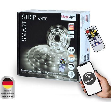 MegaLight LED Stripe 5m Tuya Smart 24W, dimmbar, warmweiß-kaltweiß LED-Stripe (1/3)