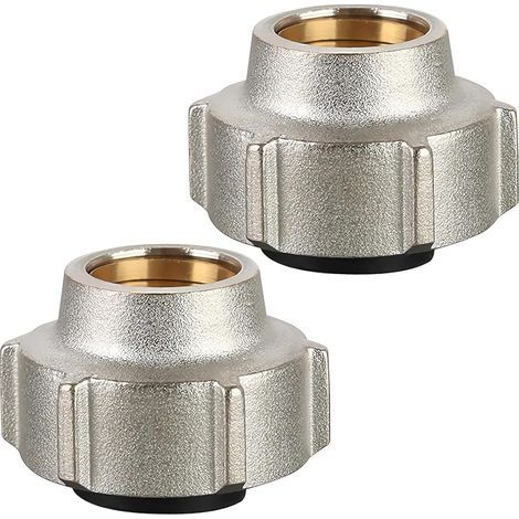 Lot de 2 raccords de serrage en laiton 3/4" x 15 mm avec raccords en cuivre plaqué argent pour radiateurs, pour Euroconus, convient pour cuivre, acier doux et tuyaux en acier au carbone (1/5)