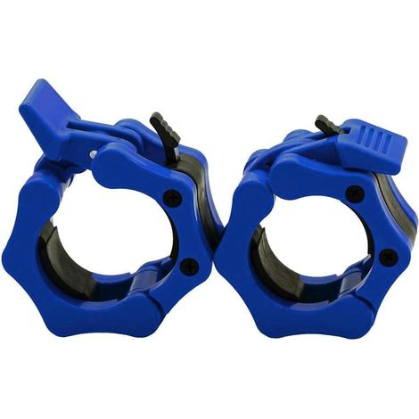 Colliers de serrage pour barre de 2 pouces, bagues de blocage fitness ultra-robustes, clips de verrouillage olympiques à dégagement rapide de qualité professionnelle (Bleu, la paire) (1/3)
