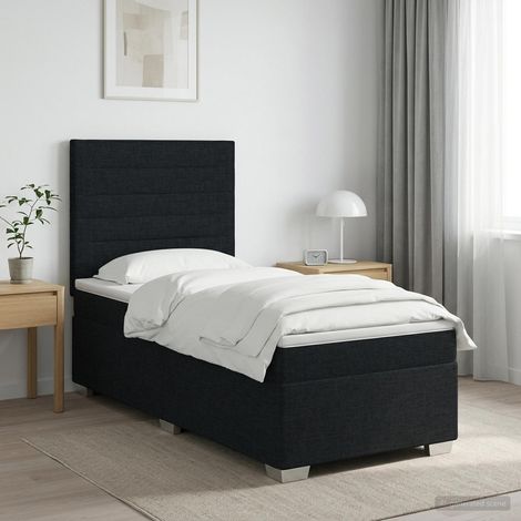 vidaXL Cama box spring con colchón Negro 100 x 200 cm Tela (1/5)