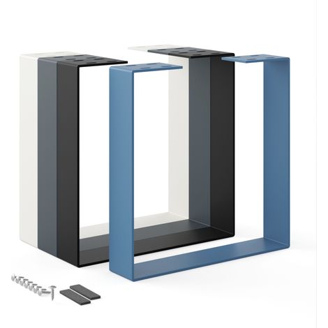 Holzbrink – Pied de table en métal bleu 40x43 cm – Acier 5 mm – Charge max 100 kg – Support pour table basse et banc – Accessoires de montage inclus
