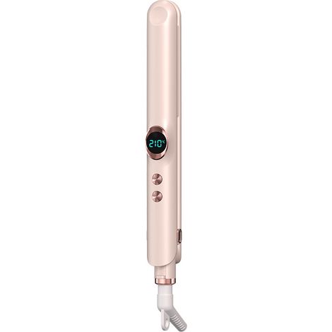 Fer styler 2-en-1 - Écran LED, Plaques céramiques, Chauffage rapide, 12 niveaux de température 150°C-210°C, Rose