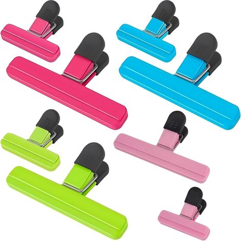 Shine Home Pince Sachet Alimentaire,8 Pièces 2 Tailles de Clips de Couleur pour Sacs,Plastique Pince Alimentaire Fermeture pour Emballage Cuisine Snack Collations,Chips Pain,Stockage Café