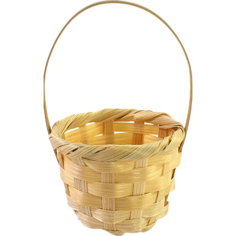 Panier de fleurs avec poignée – Mini sac tressé en bambou, décoration faite à la main Petit rangement pour fleurs séchées, décoration de maison, aspect bois naturel, léger, Design Compact (1/5)