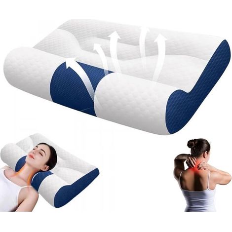 oreiller en duvet d'oie pour un sommeil amélioré, oreiller cervical amélioré, oreiller de soutien cervical pour le sommeil, oreiller de soutien cervical ergonomique (1/4)