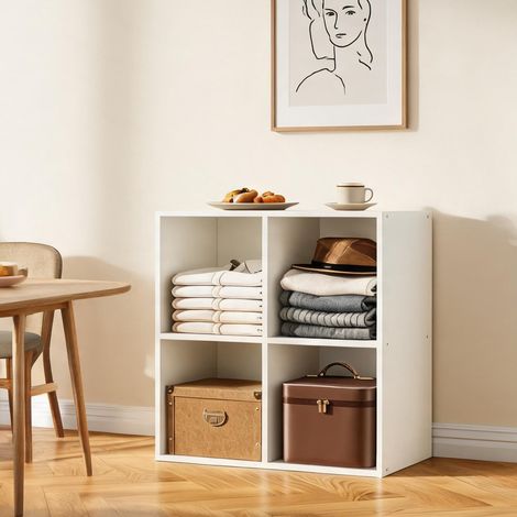Étagère cube blanche 60 x 60 cm en bois mélaminé 4 compartiments (1/5)