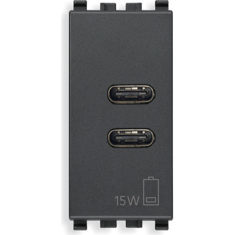VIMAR - 20292.CC Alimentatore USB C+C 15W 3A 5V 1M grigio