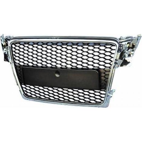 Grille Calandre ABS Audi A4 B8 2007-2011 Noir / Contour Chrome-37397818 (1/2)