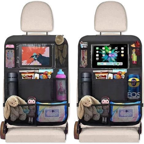 Organisateur de Voiture, 2 Pcs Organisateur Voiture Enfant avec 9 Poches, Organisateur Voiture avec 10 pouces Pochette Transparente pour Tablette, Organisateur Siege pour Livres/Jouets/Bouteilles (1/5)