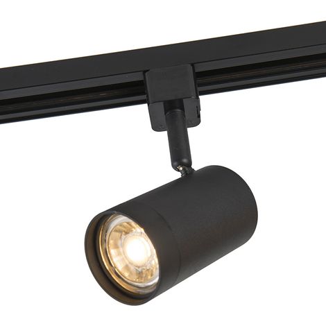 QAZQA jeana - LED Système de rail spot luminaire plafond, plafonnier compatible pour led - 1 lumière - Ø 5.5 cm - Noir - Moderne - éclairage intérieur - Salon I Chambre I Cuisine I Salle à manger