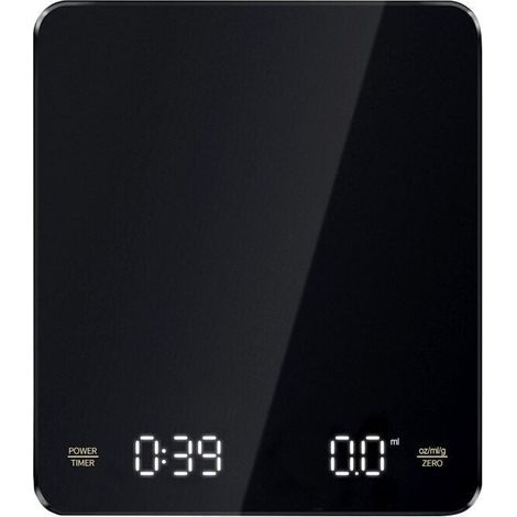 Elektronische Küchenwaage, 3 kg/0,1 g (Kilogramm), USB-aufladbar, LCD-Display, schwarz (1/4)