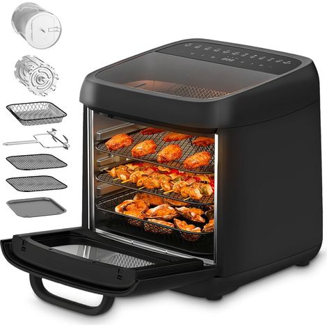 Air Fryer 12L,Friteuse Sans Huile grande Capacité -Friteuse à Air avec 12 Programmes, Mini Four 1800W de Griller,Rôtir,Déshydrateur, jusqu'à 200°C,2 Fenêtre Visible,8 Accessoires (1/5)