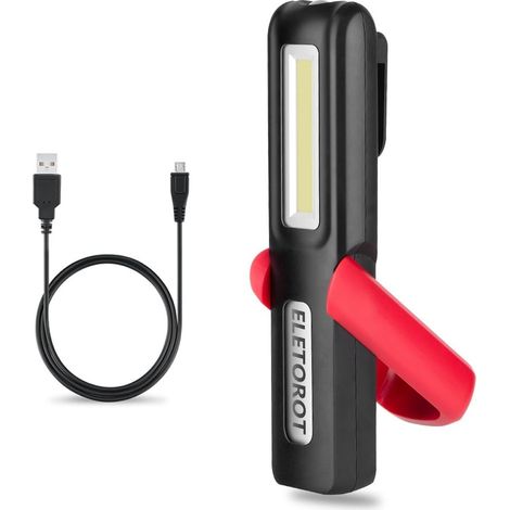 Lampe De Travail - LED Rechargeable USB - Aimant Fort - Crochet 360° - Pour Réparation Automobile Garage Camping Urgence - 1 Pièce (1/5)