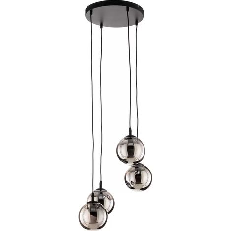 [NEUWERTIG] Euluna Hängeleuchte Glassy Pendelleuchte Deckenlampe Lampe 4 Flammig Glas Grafit B-Ware