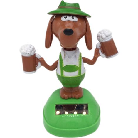Figurine chien dansant solaire avec bière, jouet oscillant solaire pour décoration auto et maison, cadeau pour enfants (1/5)