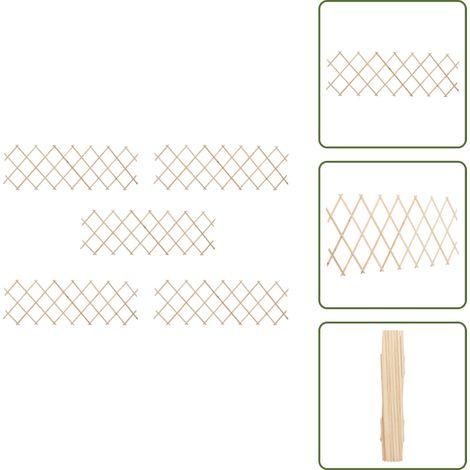 Clôture à treillis 5 pcs Bois de sapin 180x60 cm - Clôture Bois - Clôture Treillis - Clôture Extensible - Clôture Jardin - Panneau De Clôture
