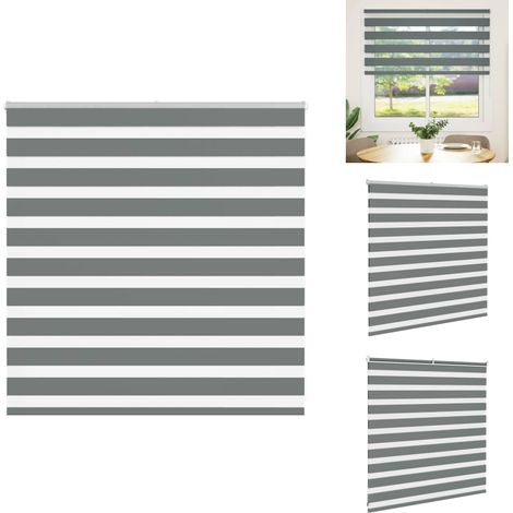 Store zèbre gris foncé largeur du tissu 135,9 cm polyester - Store Zébré - Stores Zébrés - Store À Enrouleur Zébré - Double Store À Enrouleur (1/5)
