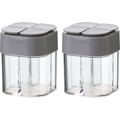 Pot À Épices - 4 En 1 Huile Sel Poivre Vinaigre - Bouchon À Vis Pivotant - Plastique Clair Résistant - Convient Cuisine Table De Travail Pique-Nique Camping - Lot De 2 (1/5)