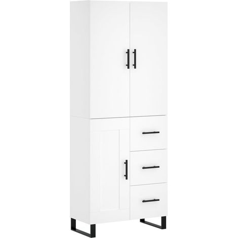 Buffet haut Blanc 69,5x34x180 Bois d'ingénierie (1/5)