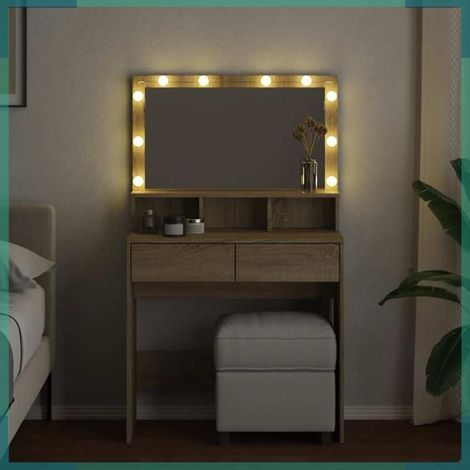 848187 Coiffeuse avec LED chêne sonoma 80x41x134,5 cm (1/5)