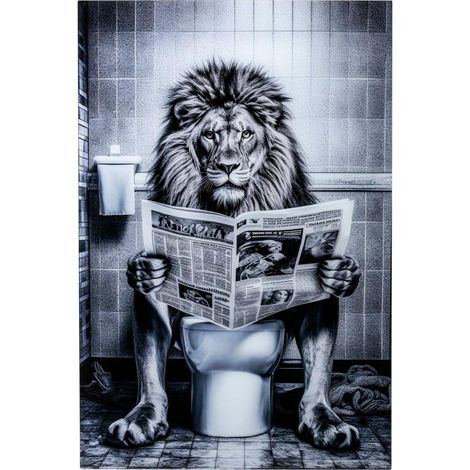 Tableau Déco en Verre "Lion" 80x120cm Noir & Blanc (1/2)