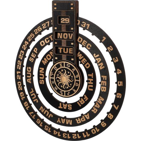 Calendrier Perpétuel Mural en Bois Sculpté Décoration Murale Artisanale en Bois Naturel Ornement Suspendu Unique pour Maison Bureau et Contemplation Accessoire Décoratif (1/5)