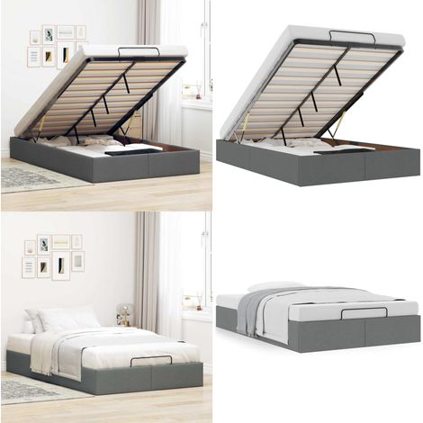 vidaXL Cadre de lit ottoman sans matelas gris foncé 120x190 cm tissu (1/5)